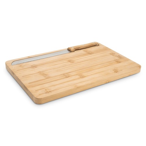 CATCHER. Tabla de cortar de bambú con cuchillo incluido