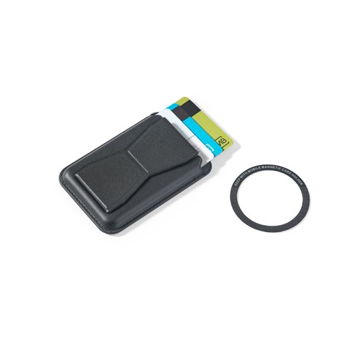 black CONNOR. Tarjetero magnético de PU que se acopla fácilmente a la parte trasera del móvil, con bloqueo RFID