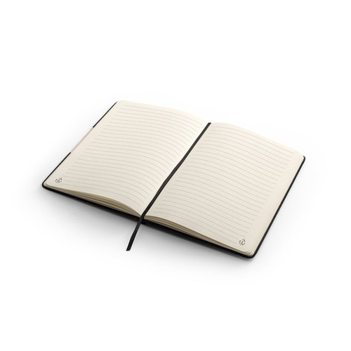 MÁRQUEZ. A5 hardback notebook made from 100% recycled PET fabric, with recycled lined pages