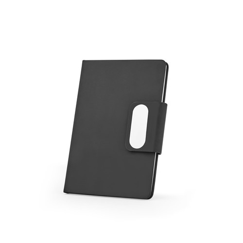 black GARRETT. Set compuesto por 1 bolígrafo y 1 bloc de notas, fabricados en PU y acero inoxidable