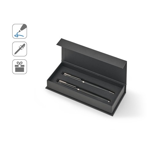 KINGSLEY. SET COMPUESTO POR 1 BOLÍGRAFO Y 1 ROTULADOR DE PUNTA DE BOLA EN ALUMINIO, CON TINTA AZUL DOKUMENTAL