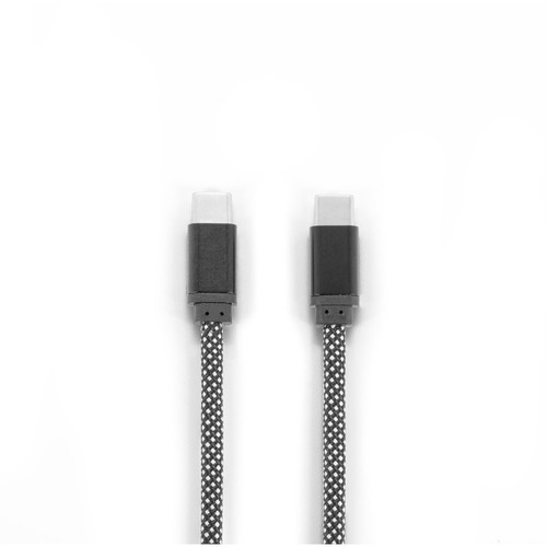 black NADELLA. Cable USB-C a USB-C con cable trenzado de poliéster (60 W) y sistema magnético para enrollarlo fácilmente