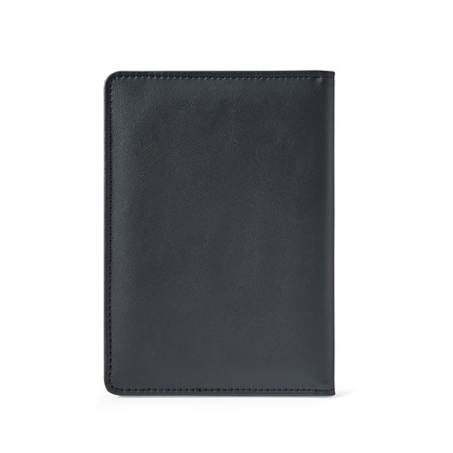 black BRAM. Portapasaportes de PU con cierre elástico y múltiples bolsillos