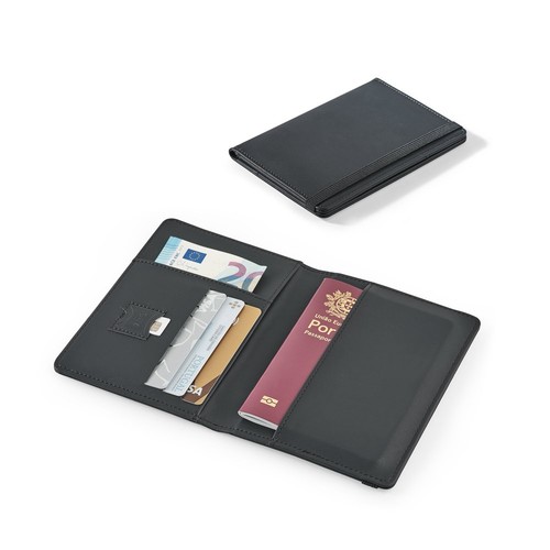 BRAM. Porte-passeport en polyuréthane avec fermeture élastique et multiples poches, RIONDET SERIPUB, EYBENS