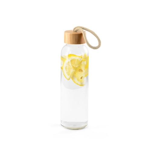 natural CROSBY. Botella de vidrio de 520 ml con tapa de bambú
