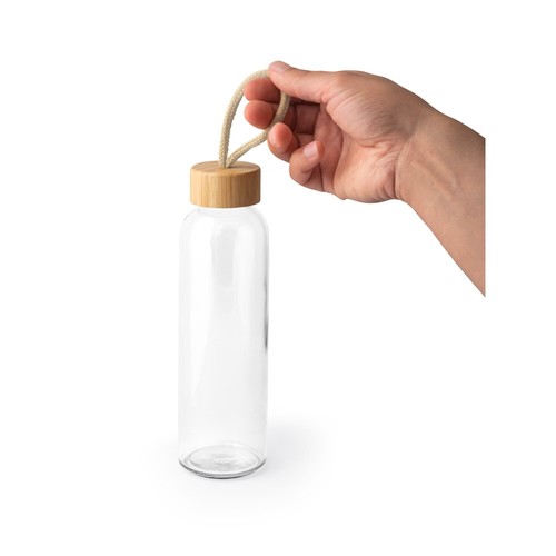 natural CROSBY. Botella de vidrio de 520 ml con tapa de bambú