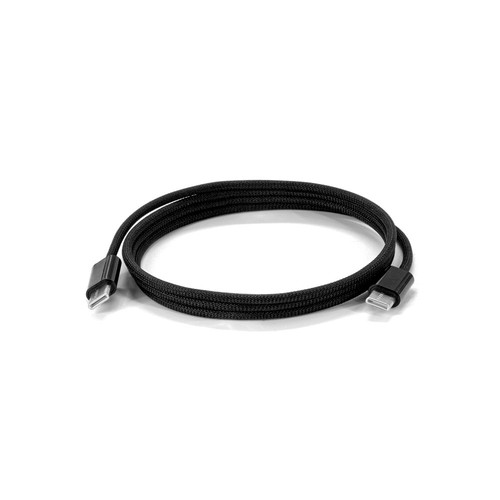 black JEMISON. Cable USB-C a USB-C con cable trenzado (60 W), fabricado en ABS, acero inoxidable, aluminio y poliéster