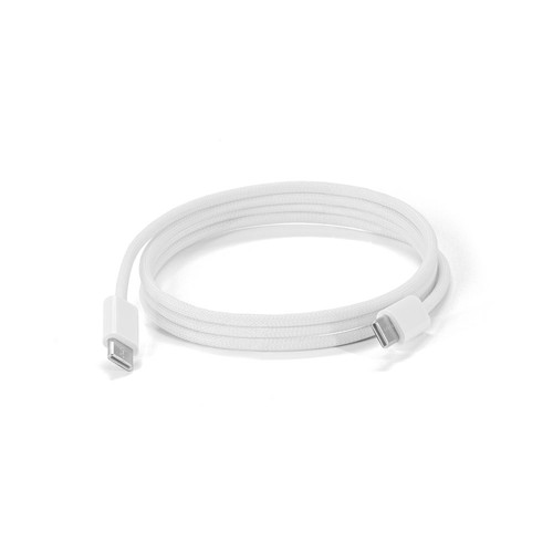 white JEMISON. Cable USB-C a USB-C con cable trenzado (60 W), fabricado en ABS, acero inoxidable, aluminio y poliéster