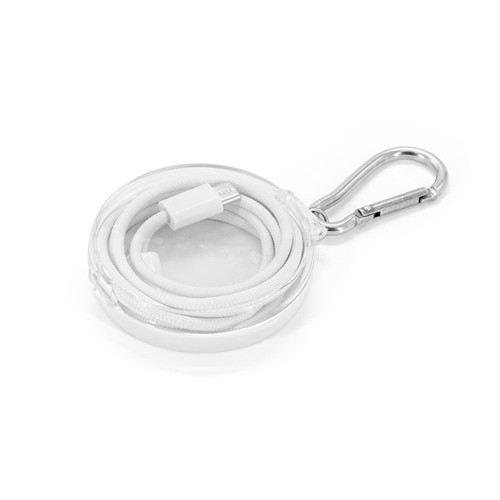 white JEMISON. Cable USB-C a USB-C con cable trenzado (60 W), fabricado en ABS, acero inoxidable, aluminio y poliéster
