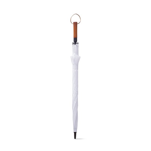 white MATEO. Paraguas grande (30 pulgadas) fabricado en pongee