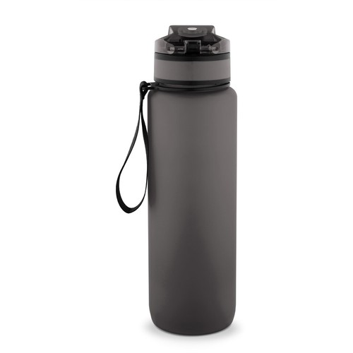 black ERIKSSON. Botella fabricada en PET reciclado (100 % rPET), con citas motivadoras y horarios para animarte a beber agua y mantenerte hidratado durante todo el día