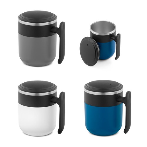 MALDINI. TAZA DE VIAJE CON INTERIOR DE ACERO INOXIDABLE Y ACABADO MATE, 400 ML