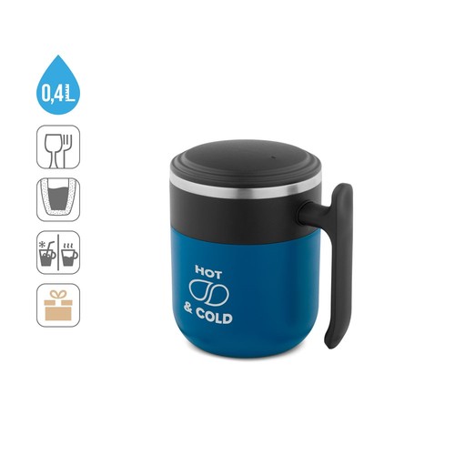MALDINI. TAZA DE VIAJE CON INTERIOR DE ACERO INOXIDABLE Y ACABADO MATE, 400 ML