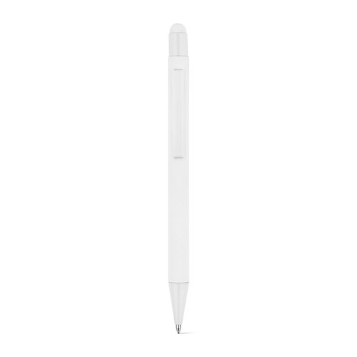 white CLINT MATE. Bolígrafo de diseño moderno fabricado en aluminio reciclado (100 % rAL), con acabado mate