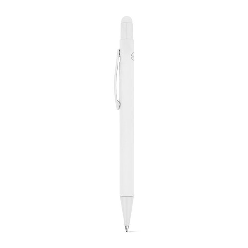 white CLINT MATE. Bolígrafo de diseño moderno fabricado en aluminio reciclado (100 % rAL), con acabado mate