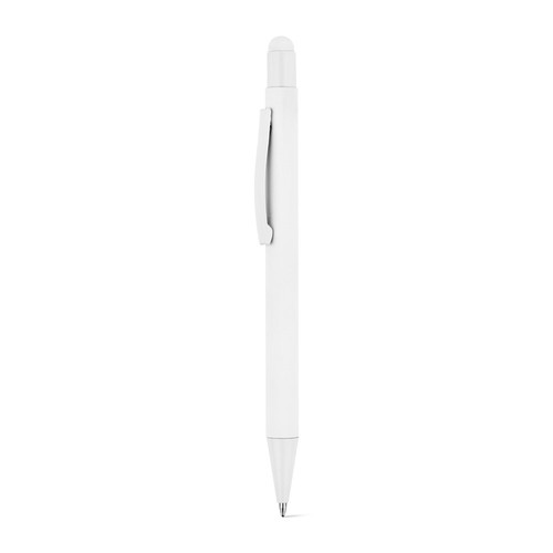white CLINT MATE. Bolígrafo de diseño moderno fabricado en aluminio reciclado (100 % rAL), con acabado mate