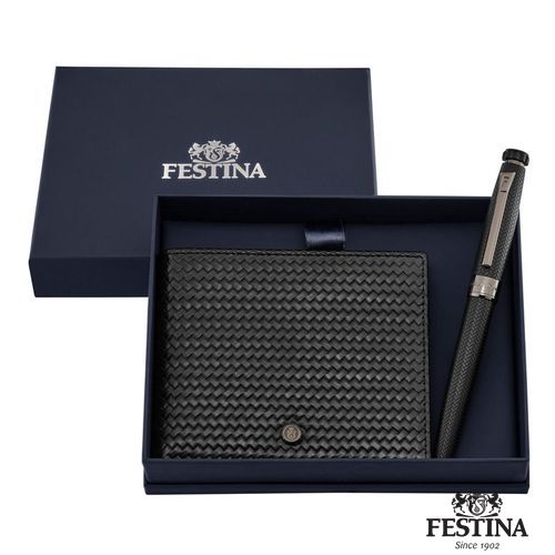 Parure Interlace Black (stylo roller & portefeuille) - 2