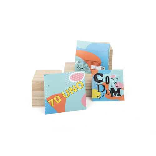 Pochette personnalisée 70UNO avec 1 préservatif Fair Squared, RIONDET SERIPUB, EYBENS