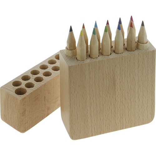 BOX OF 12 COLOURFUL WOODEN PENCILS
