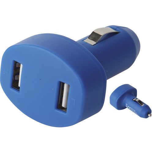 DOUBLE USB CAR CHARGER IN PLASTIC AND METAL