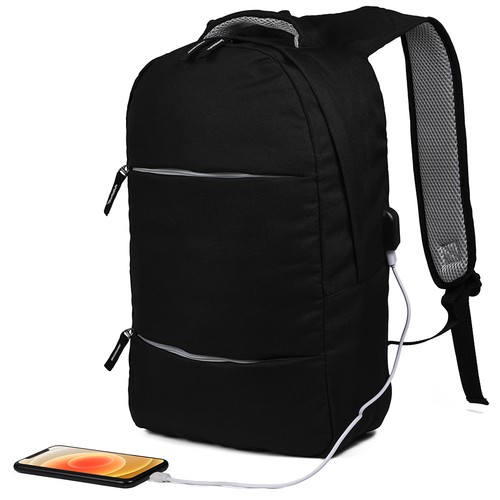 600D RPET LAPTOP RUCKSACK WITH USB CHARGE PORT
