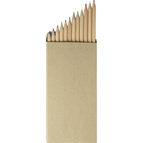BOX OF 12 COLOURFUL WOODEN PENCILS