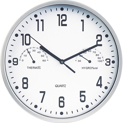 PLASTIC AND GLASS WALL WITH THERMOMETER AND HYGROMETER CLOCK REMOVABLE WITH SCREWS