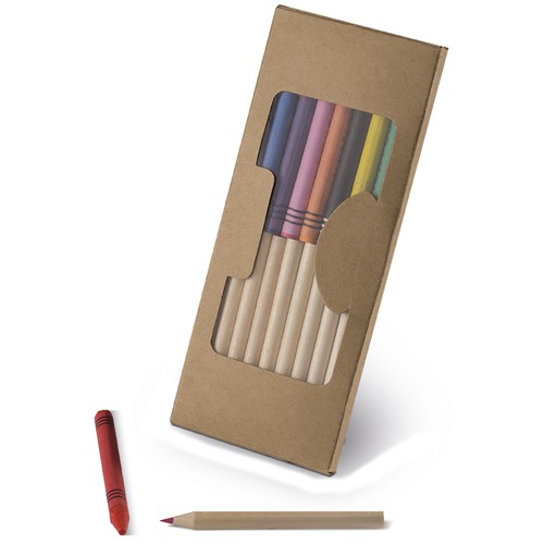 BOX OF COLOURFUL CRAYONS AND PENCILS