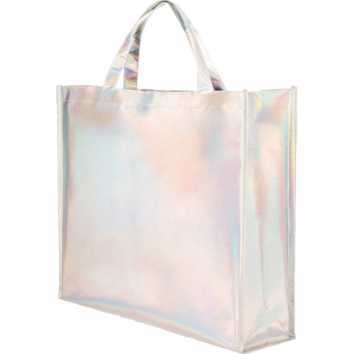 LAMINATED NON WOVEN (110 gr/m²) IRIDESCENT SHOPPING BAG WITH GUSSET