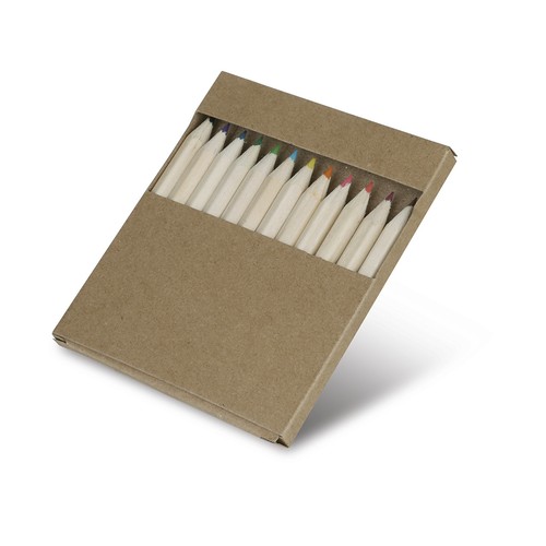 BOX OF 12 COLOURFUL WOODEN PENCILS