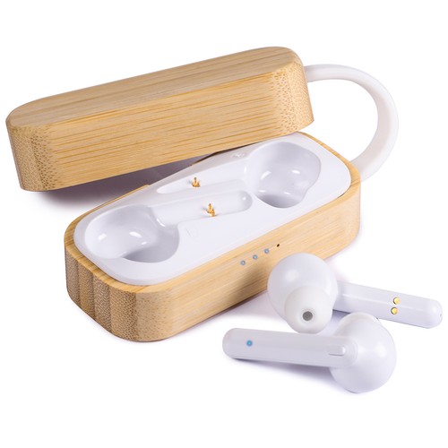TWS BLUETOOTH EARBUDS IN BAMBOO AND PLASTIC