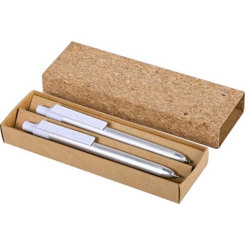 WRITING SET IN RECYCLED ALUMINUM, RECYCLED ABS AND CORK