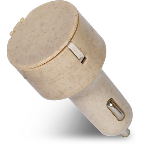 WHEAT STRAW+ABS PLASTIC CAR USB CHARGER