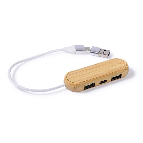 CONECTOR 4 PUERTOS USB DE BAMBÚ 