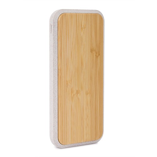USB AND WIRELESS CHARGER 10000 mAh IN WHEAT STRAW+ABS AND BAMBOO