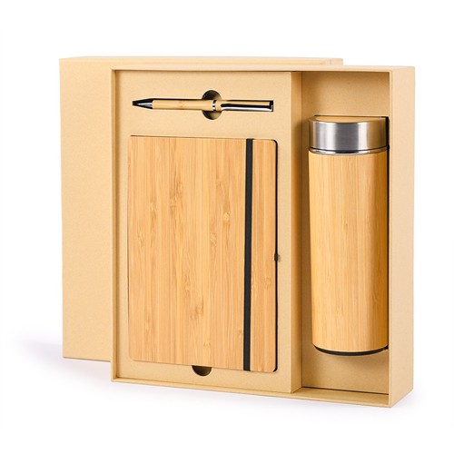 WRITING SET WITH 370 ML THERMAL BOTTLE WITH DOUBLE INSULATED WALL