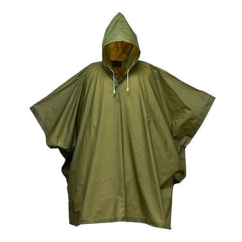 Water-resistant PVC (400 g) poncho, supplied in a bag. One size