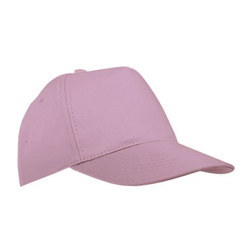 Cotton 5-panel cap with 2 mm-thick visor, embroidered eyelets and adjustable velcro strap