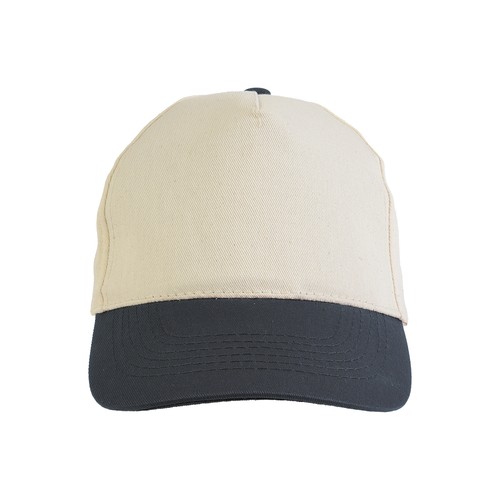 Casquette en coton naturel, 5 panneaux, visière colorée, fermeture velcro - 2