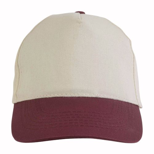 Casquette en coton naturel, 5 panneaux, visière colorée, fermeture velcro - 2