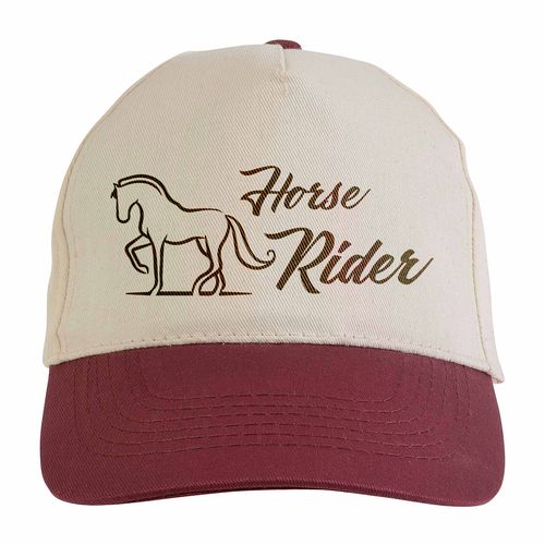 Casquette en coton naturel, 5 panneaux, visière colorée, fermeture velcro - 3