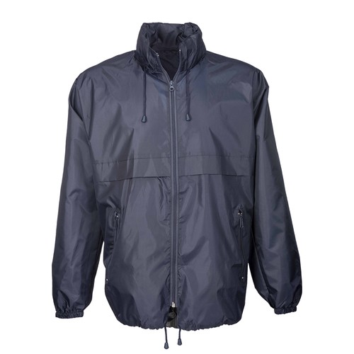 Veste coupe-vent en polyester 190T avec capuche pliable avec fermeture éclair, pliable en - 1