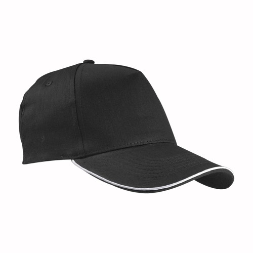 Casquette en coton, 5 panneaux, bordure colorée, fermeture en métal - 1