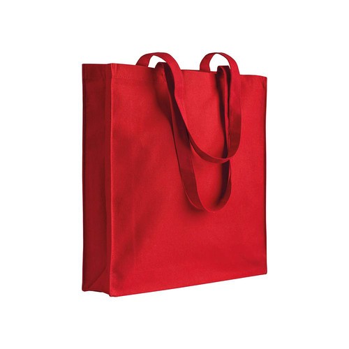 Shopper avec soufflet en canvas 280 gr/m2, anses longues - 1