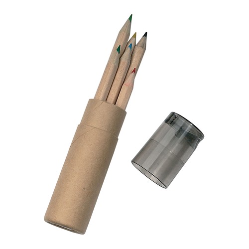 Set 6 crayons colores personnalisé, dans bo te cylindrique, avec taille-crayons