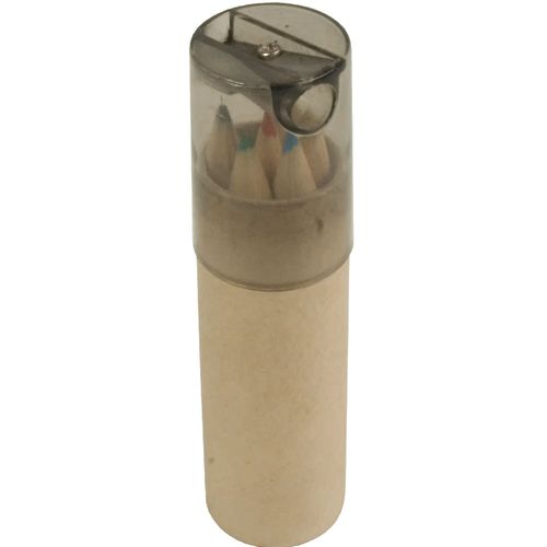 Set 6 crayons colores, dans bo te cylindrique, avec taille-crayons - 1