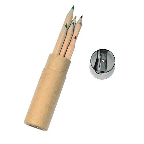 Set 6 crayons colores, dans bo te cylindrique, avec taille-crayons - 2