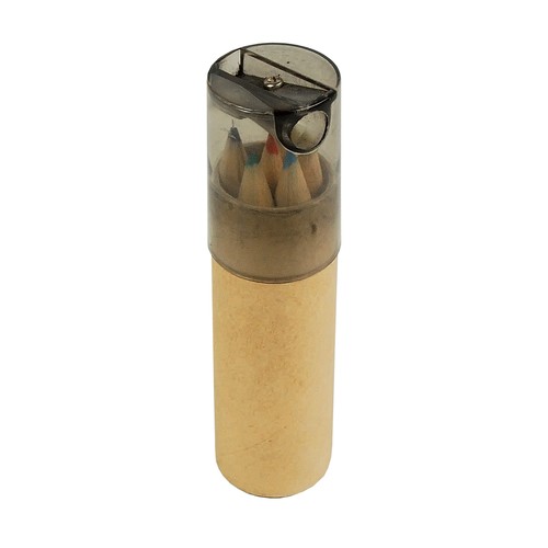 Set 6 crayons colores, dans bo te cylindrique, avec taille-crayons - 3