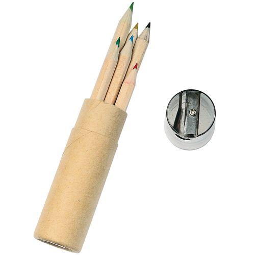 Set 6 crayons colores, dans bo te cylindrique, avec taille-crayons - 3