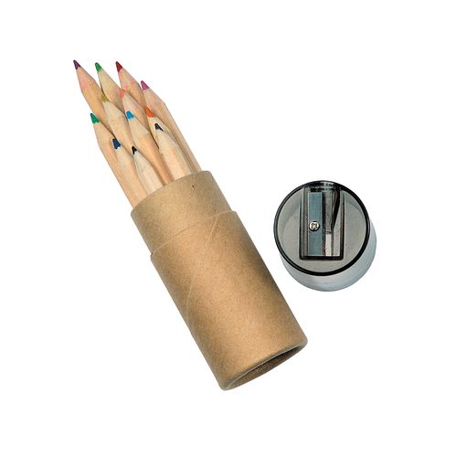 Set 12 crayons color s (long. 8,5 cm.), dans bo te cylindrique (10,4x diam tre 3,4 cm.), a - 2